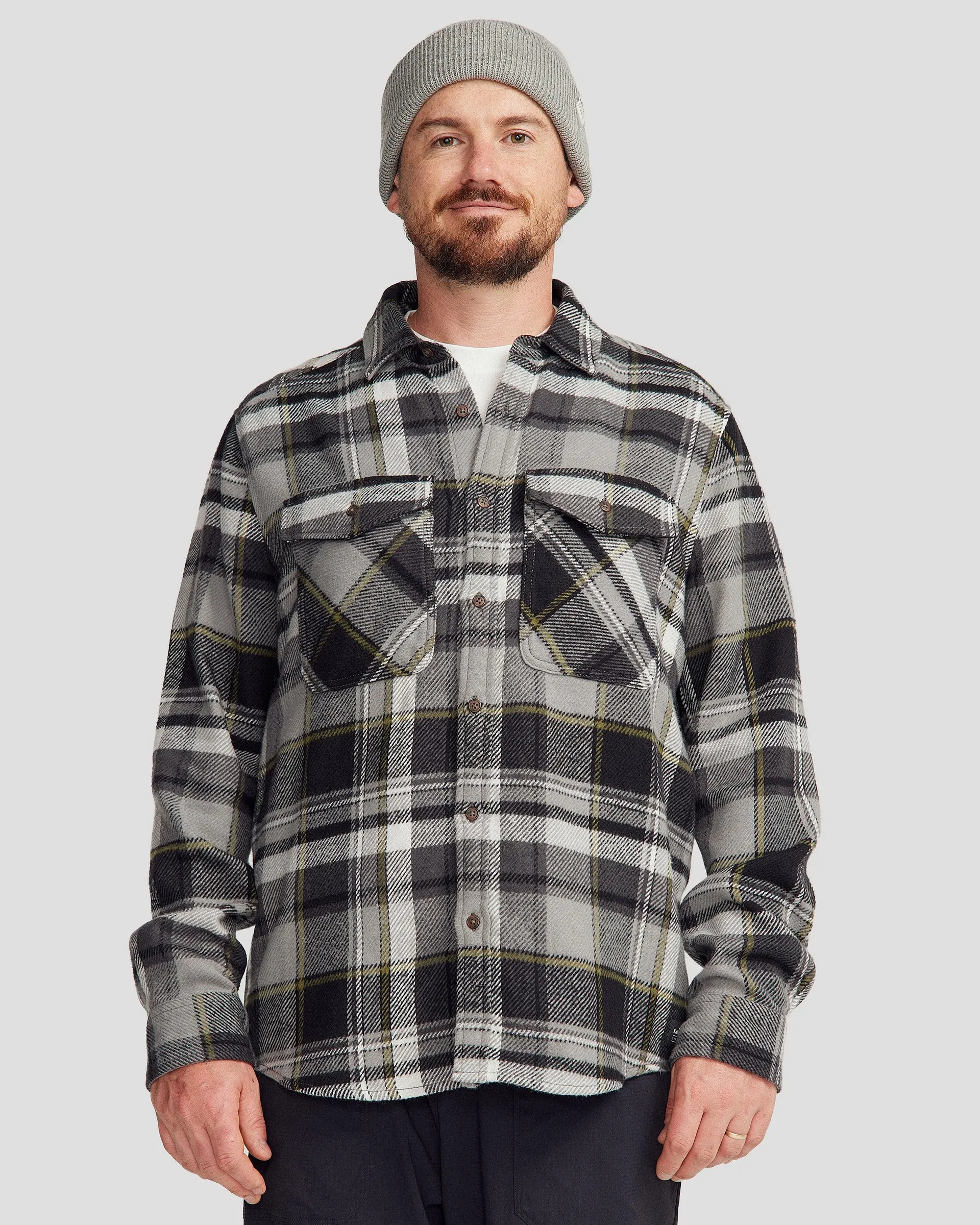 Men's Huntly Long Sleeve Shirt - Hut Plaid Steel Grey