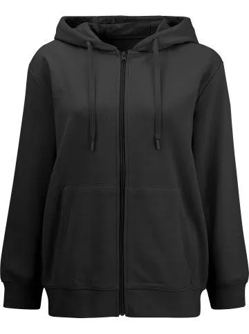 Women's Zip Through Hoodie in Black