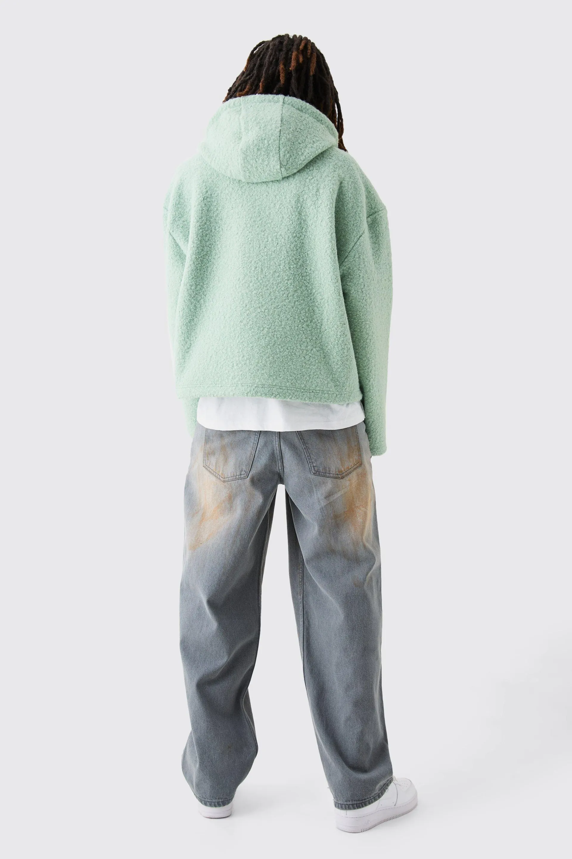 Oversized Boxy Boucle Borg 1/4 Zip Hoodie