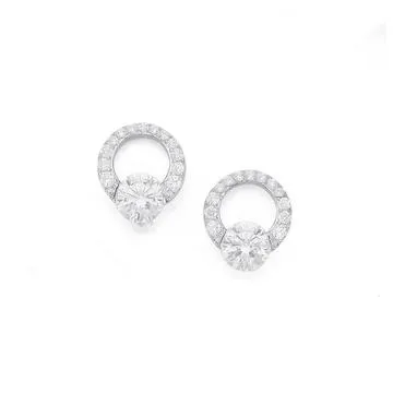 Sterling Silver CZ Circle Earrings