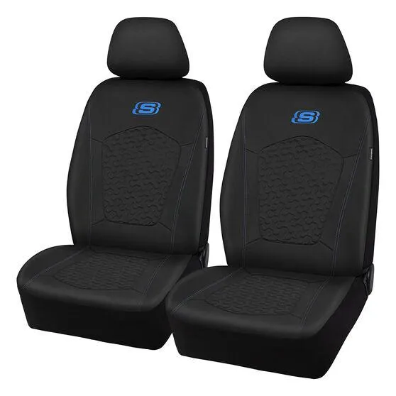 Skechers Gel Memory Foam Seat Covers Black/Blue Adjustable Headrests Airbag Compatible 30SAB