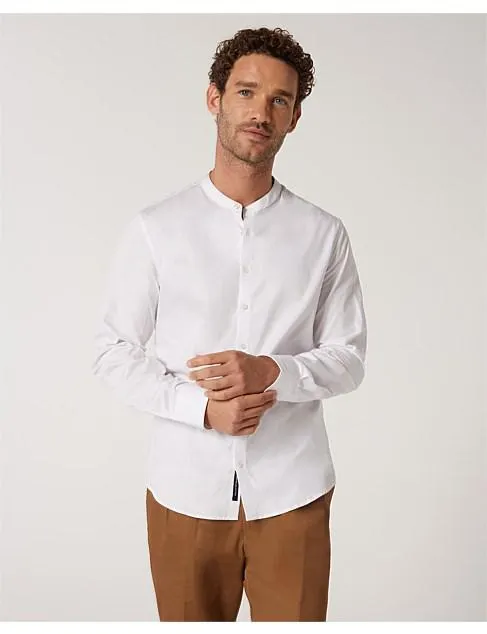 Slim Long Sleeve Grandad Collar Shirt