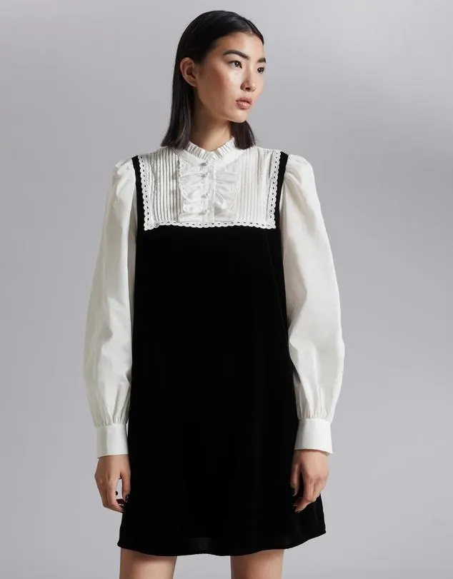 Frilled Two-Tone Mini Dress