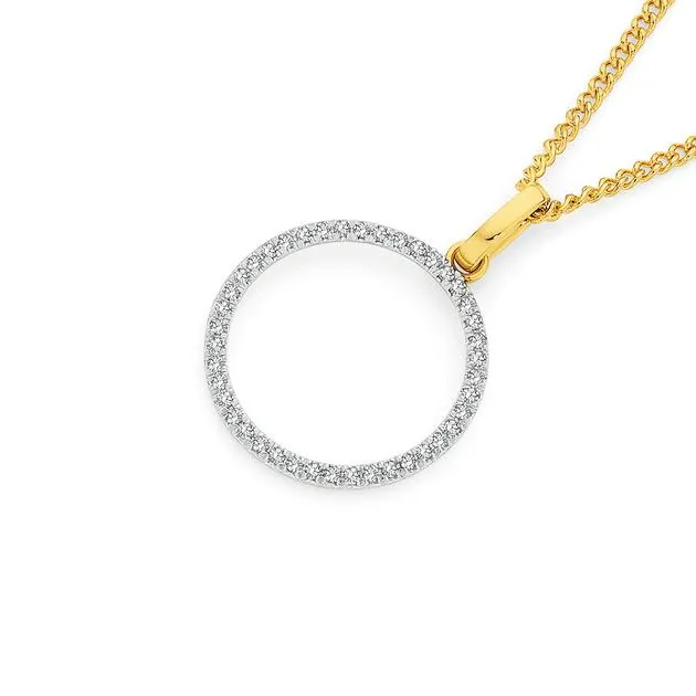 9ct Gold Diamond Circle Pendant