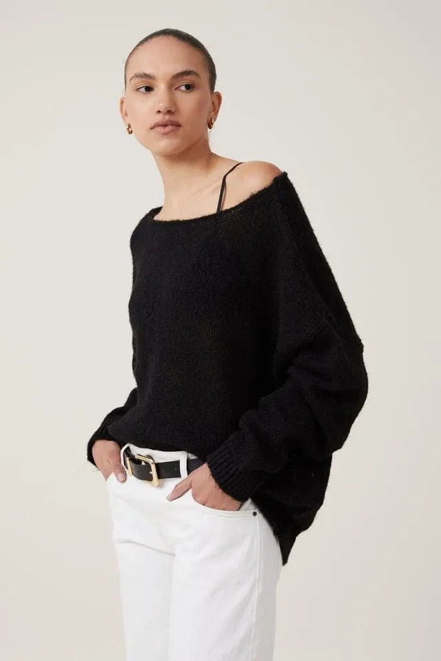 Fluffy Boatneck Off Shoulder