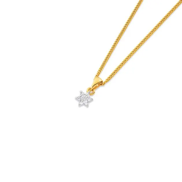 9ct, Diamond Flower Pendant