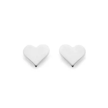 Sterling Silver Flat Heart Stud Earrings