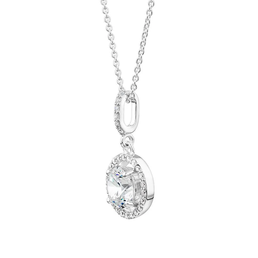 Halo Pendant with Cubic Zirconia in Sterling Silver