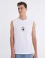 Video Game Muscle Tank in White