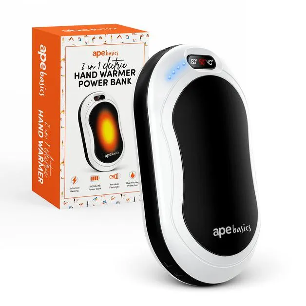 Ape Basics Portable Rechargeable Hand Warmer and Power Bank 10000mAh