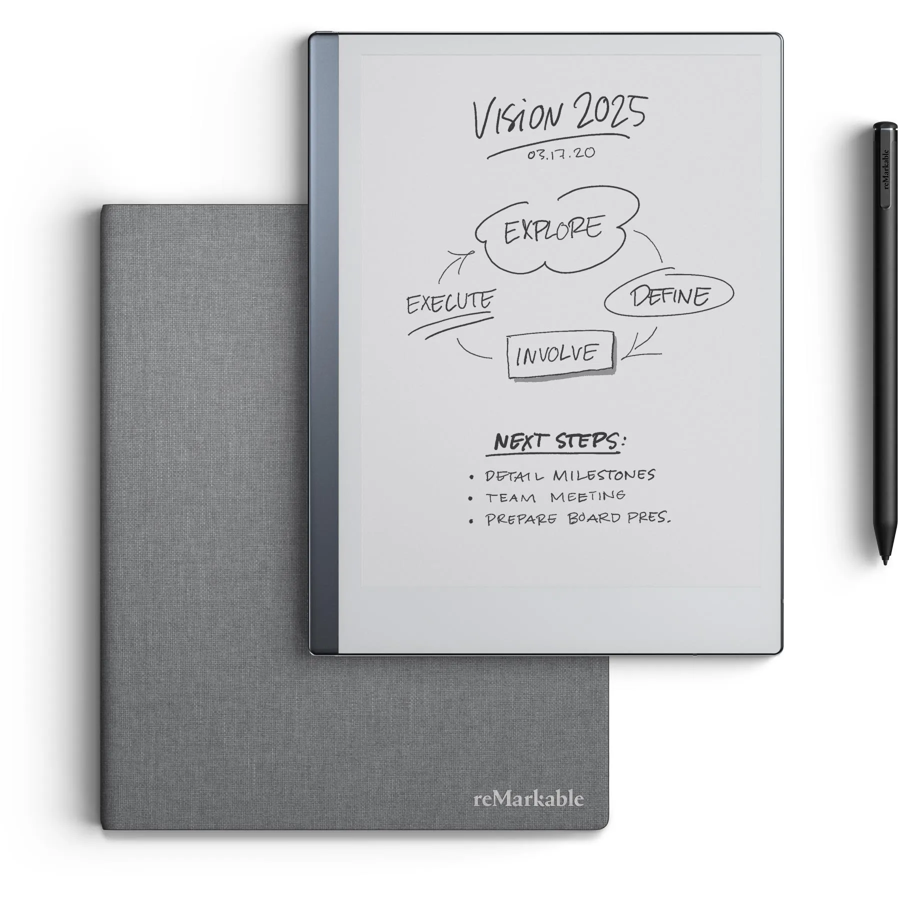 reMarkable 2 10.3" Paper Tablet with Marker Plus and Polymer Weave Book Folio (Grey)