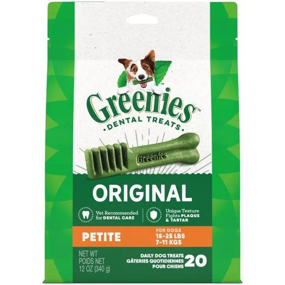 Greenies Original Petite Natural Dental Care Dog Treats 340g (20 Treats)