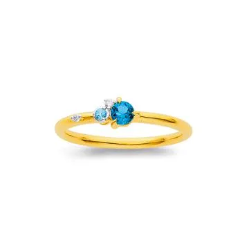 9ct, London Blue Topaz Blue Topaz & Diamond Ring
