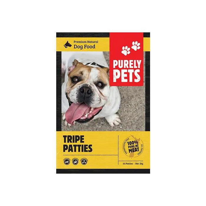 Purely Pets Frozen Tripe Patties Dog Food 1kg