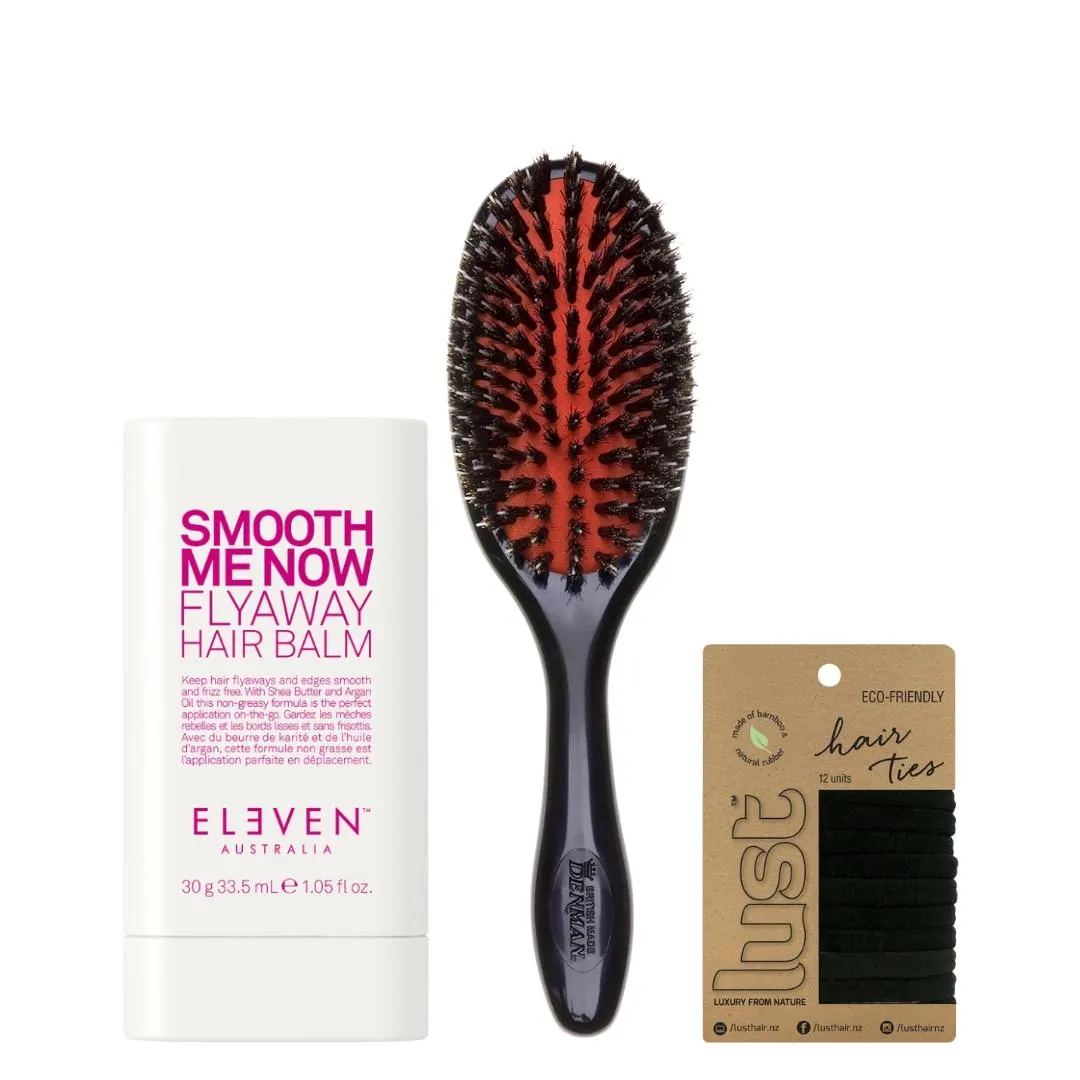 Slick Back Bundle (Eleven Balm, Denman Boar, Lust Ties)