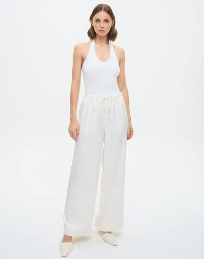 Tie Waist Wide Leg Satin Pant