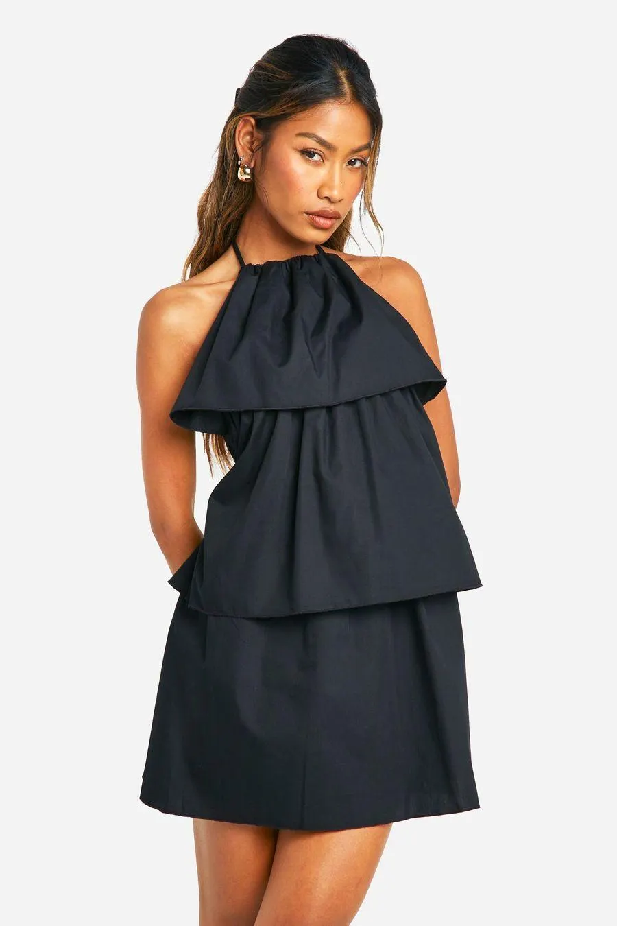 Halterneck Ruffle Cotton Poplin Playsuit