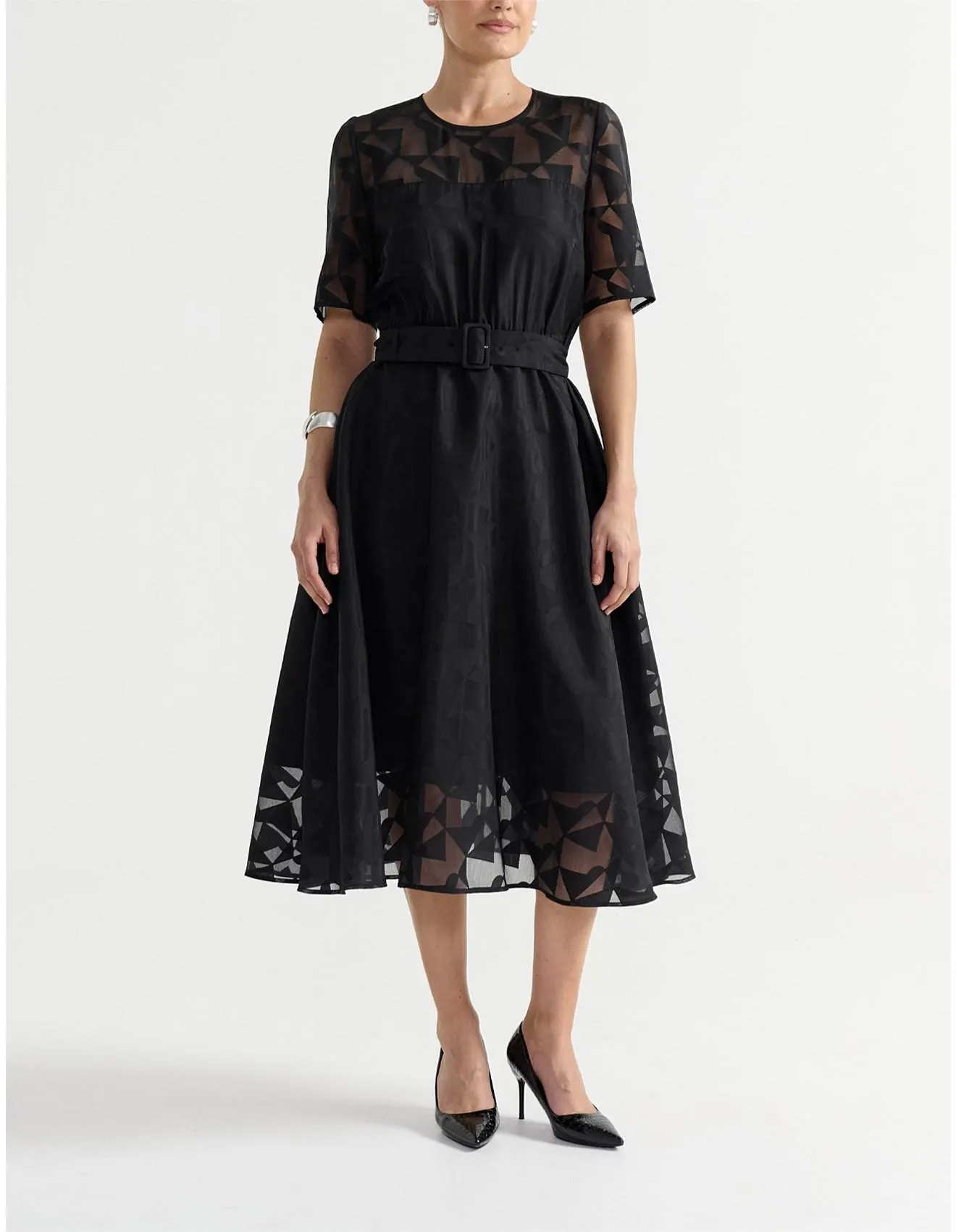 BURNOUT BELTED DRESS