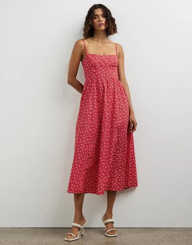 Fitted Bustier Flared Skirt Dress