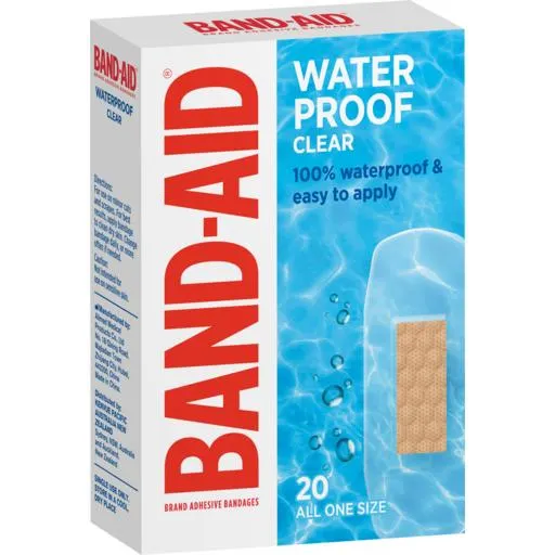 Band Aid Waterproof Clear Regular 20 Pack