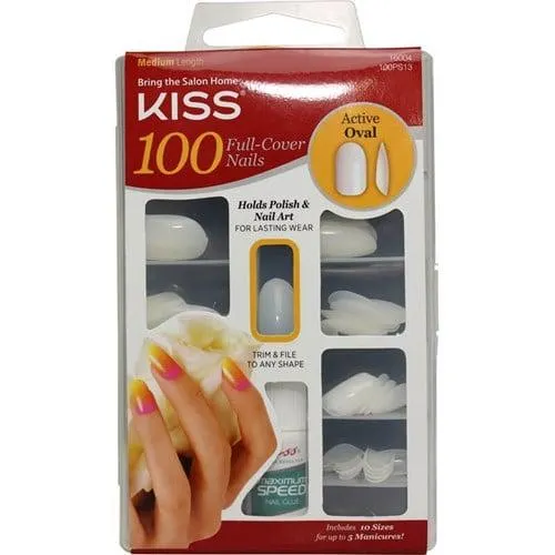 Kiss 100 Nail Active Oval Full Nail 100pk