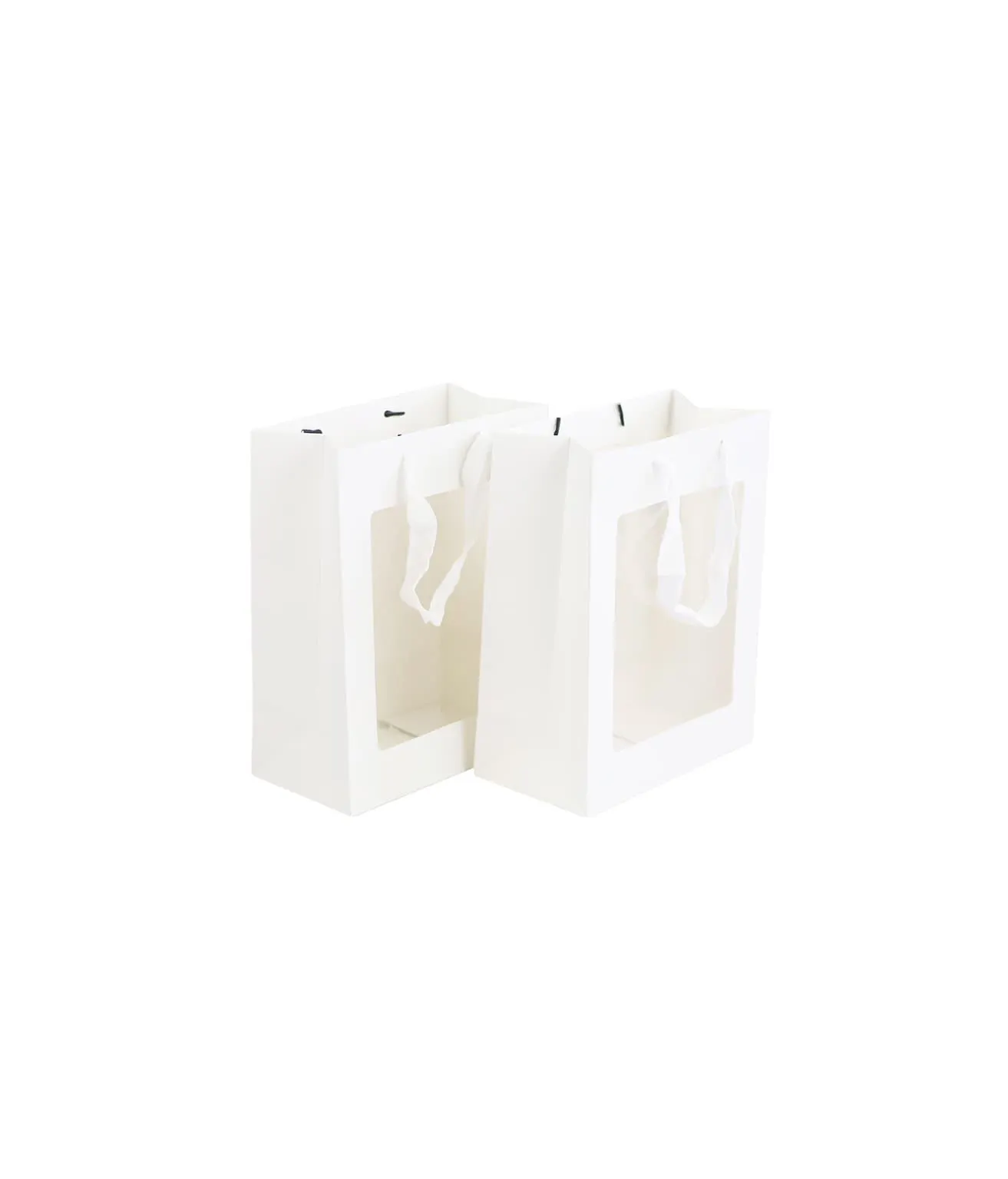 Medium White Paperboard Gift Bag with Window 21x11x27cm 2pc