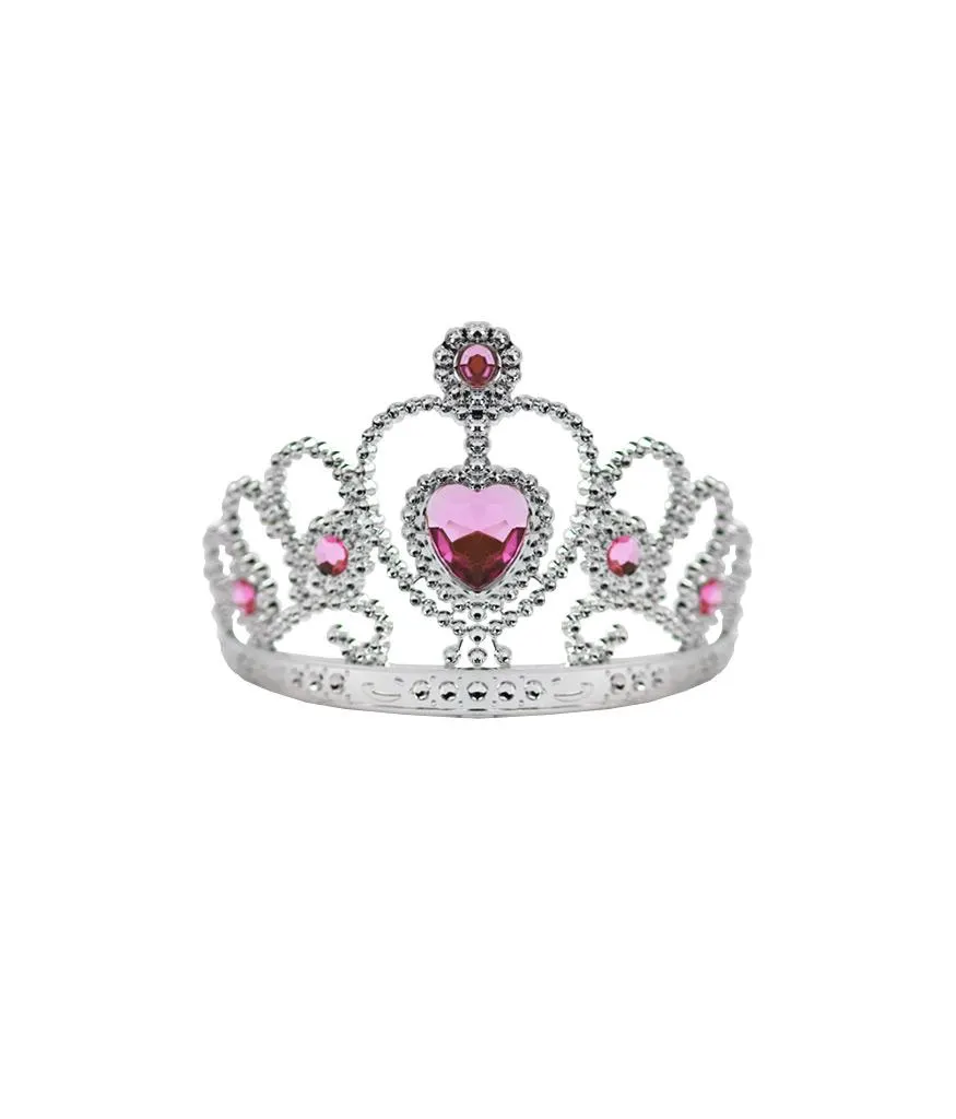 Pink Heart Silver Princess Tiara