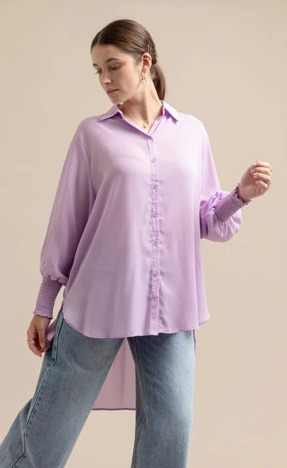 Shirred Sleeve Longline Shirt