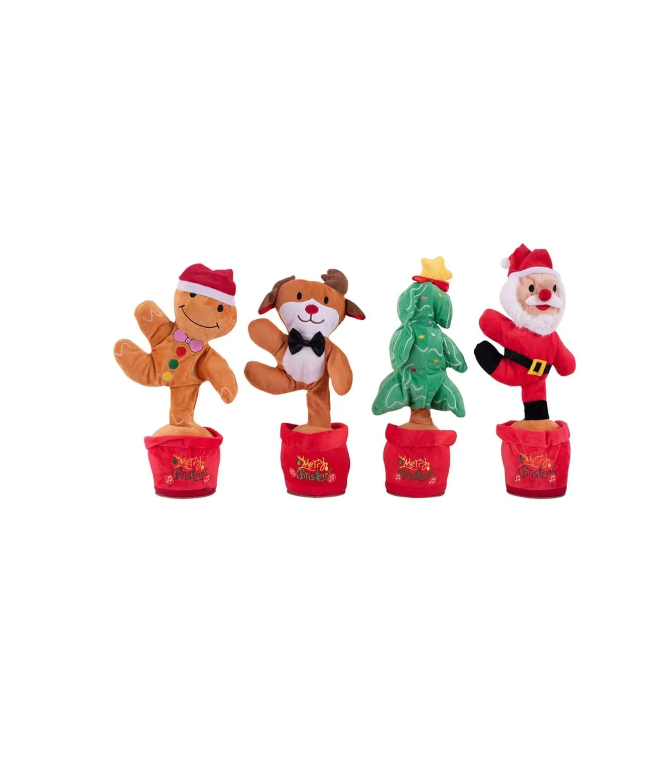 Musical Christmas Characters In Pot Assorted 33cm