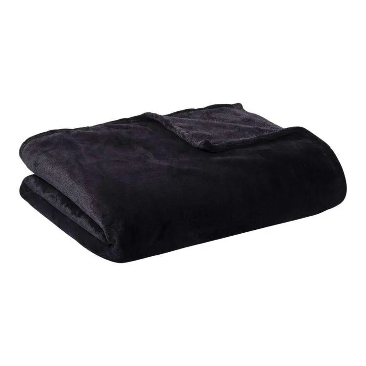 Brampton House Super Soft Blanket Black 180 x 220 cm