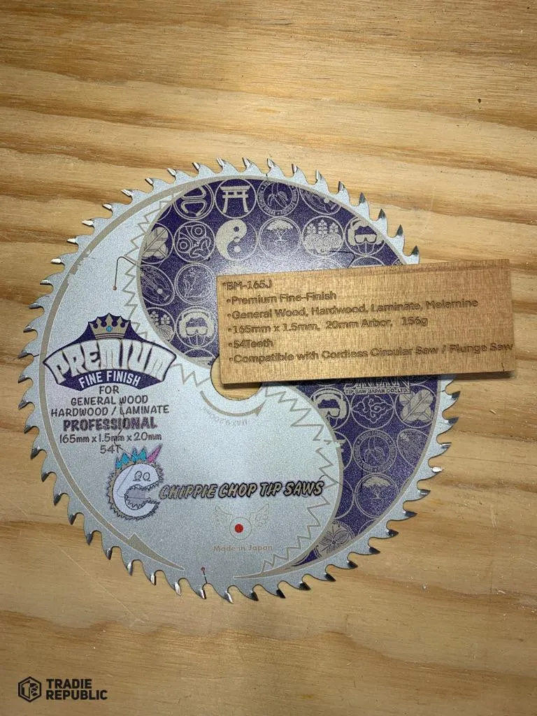 Chippie Chop Tip Saws Skilly Blade 165 x 1.5mm 54T Premium Fine Wood