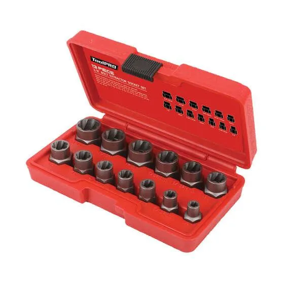 ToolPRO Bolt Extractor Socket Set 13 Piece Metric SAE 3/8" Drive