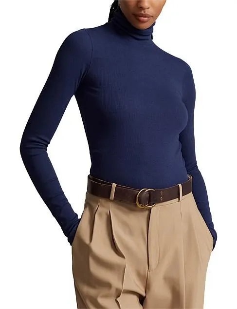 STRETCH RIBBED TURTLENECK