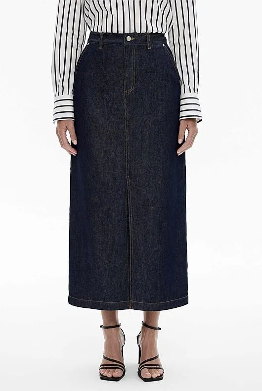 Denim Split Longline Skirt