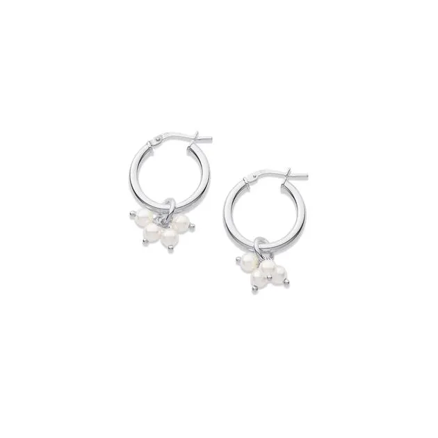 Sterling Silver Freshwater Pearl Multi Dangle Studs