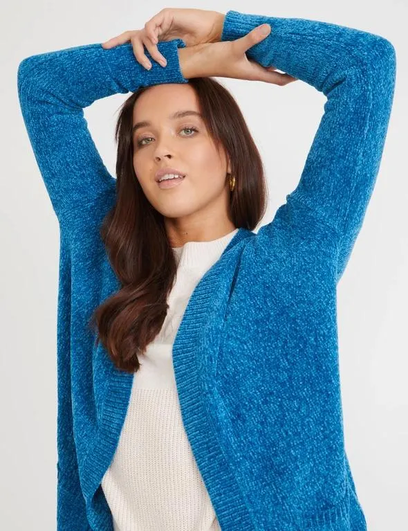 Rockmans Long Sleeve Chenille Knit Cardigan