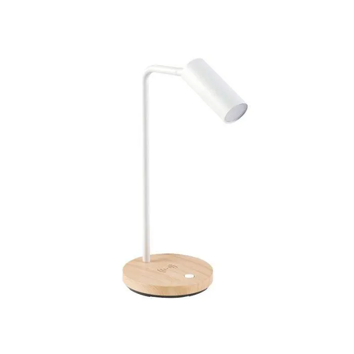 Alva 4.5W 4000K Faux Wood/White Led Qi Desk Lamp