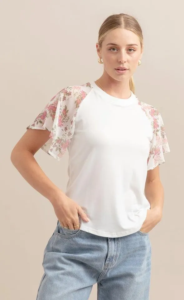 Knit Printed Raglan Top