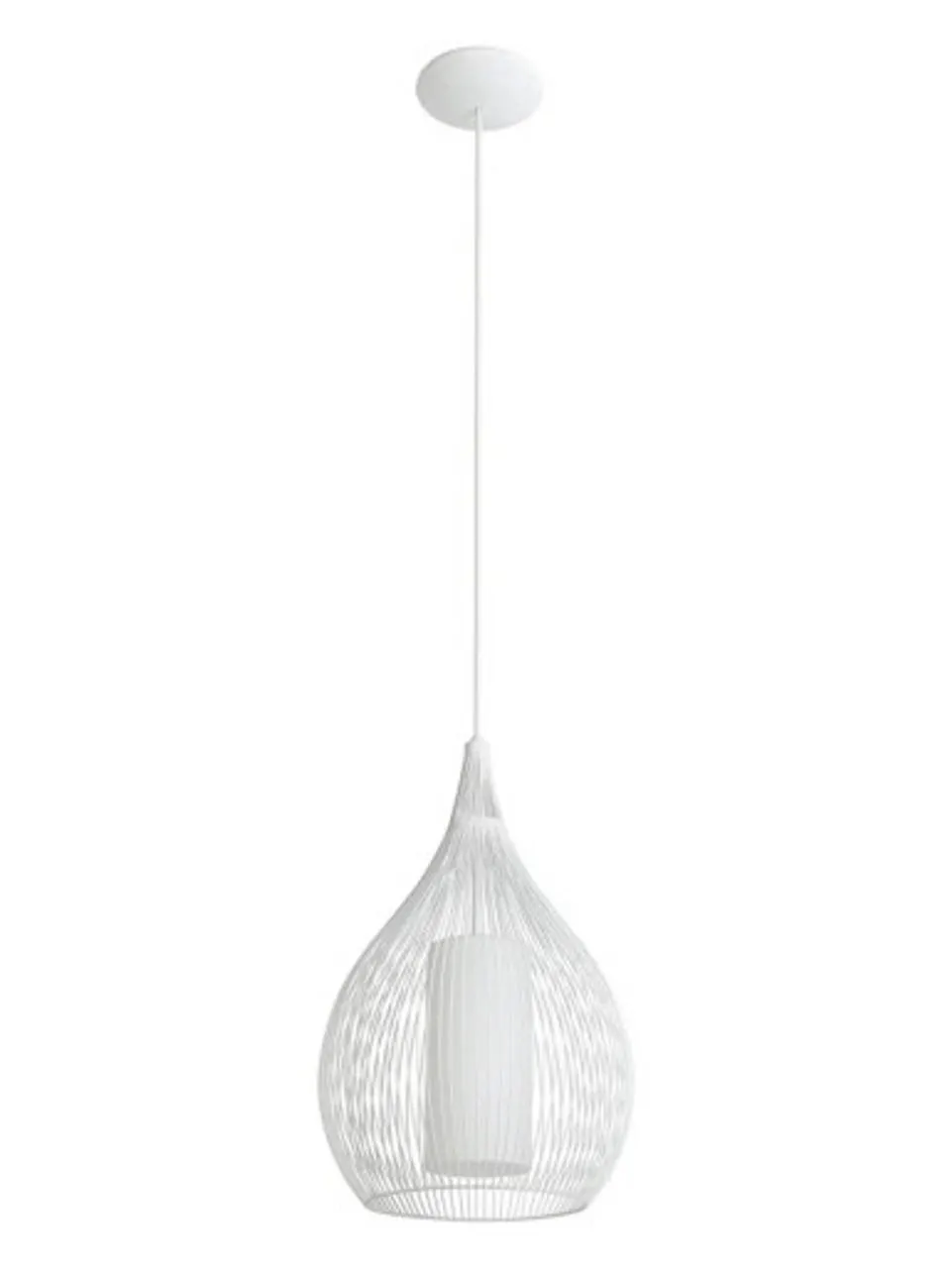 Razoni Large Pendant Opal Shade with White Cage