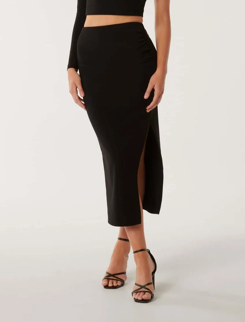 Jennifer Ruched Detail Midi Skirt