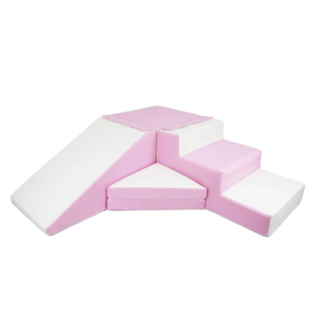 Eco Leather Step and Slide - Pink / White