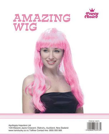 WIG LONG STRAIGHT PINK