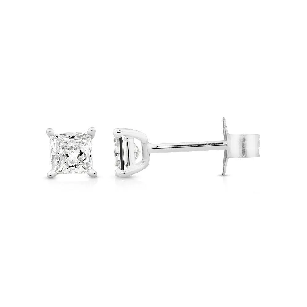 Stud Earrings with Cubic Zirconia in Sterling Silver