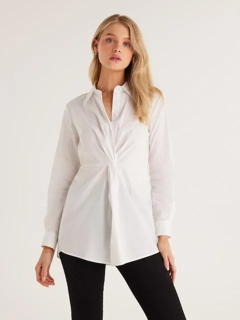 Poplin Twist Front Shirt