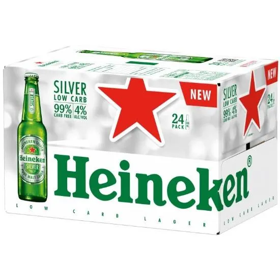 Heineken Silver Low Carb Bottles 24x330ml