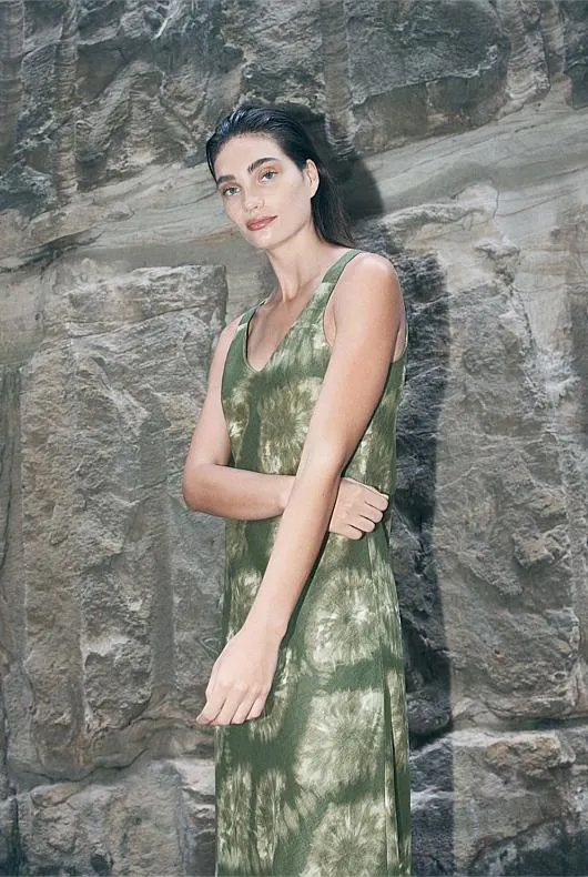 French Linen Tie Dye Blur Dress