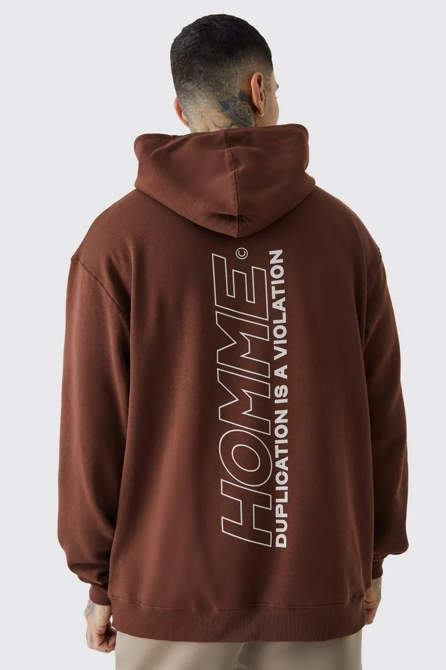 Tall Oversized Homme Back Print Graphic Hoodie