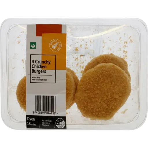Woolworths Crunchy Chicken Burgers 4 Pack