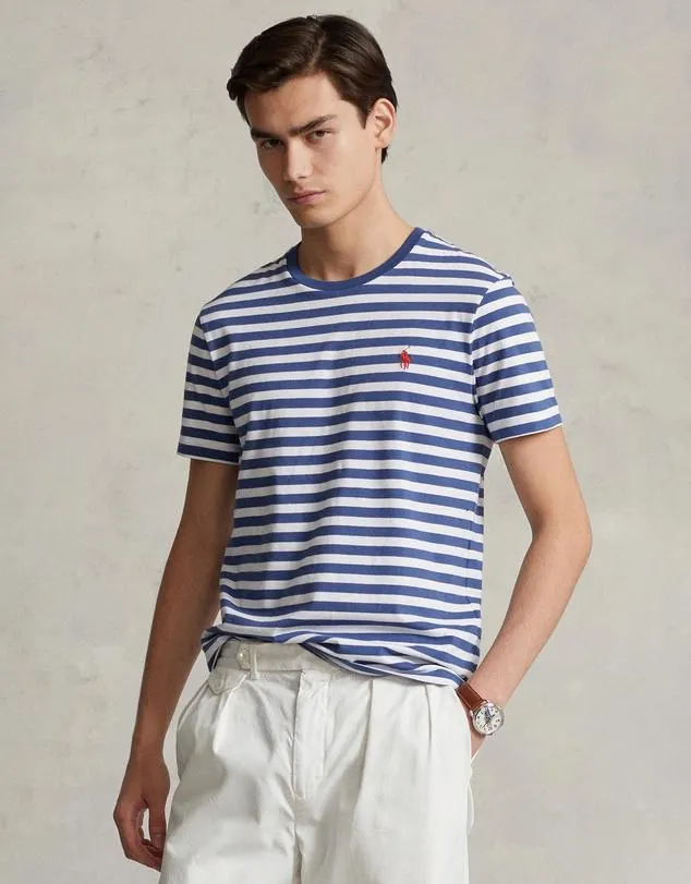 Custom Slim Fit Striped Jersey T-Shirt
