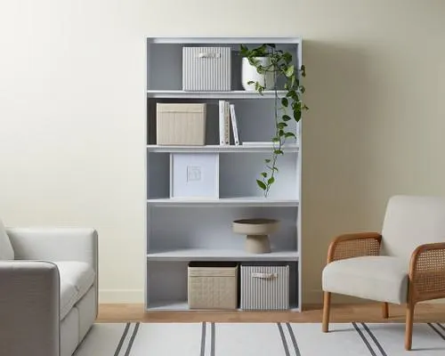 Five Shelf Bookcase - White